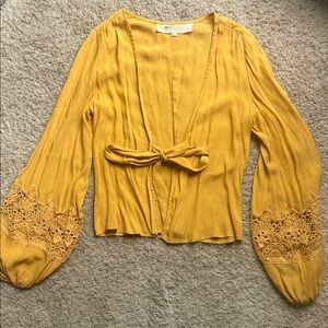 Jen's Pirate Booty Yellow Blouse with Crochet Sleeves